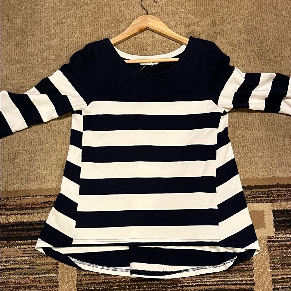 Navy and White Striped Long Sleeve Tee - Picture 8 of 10
